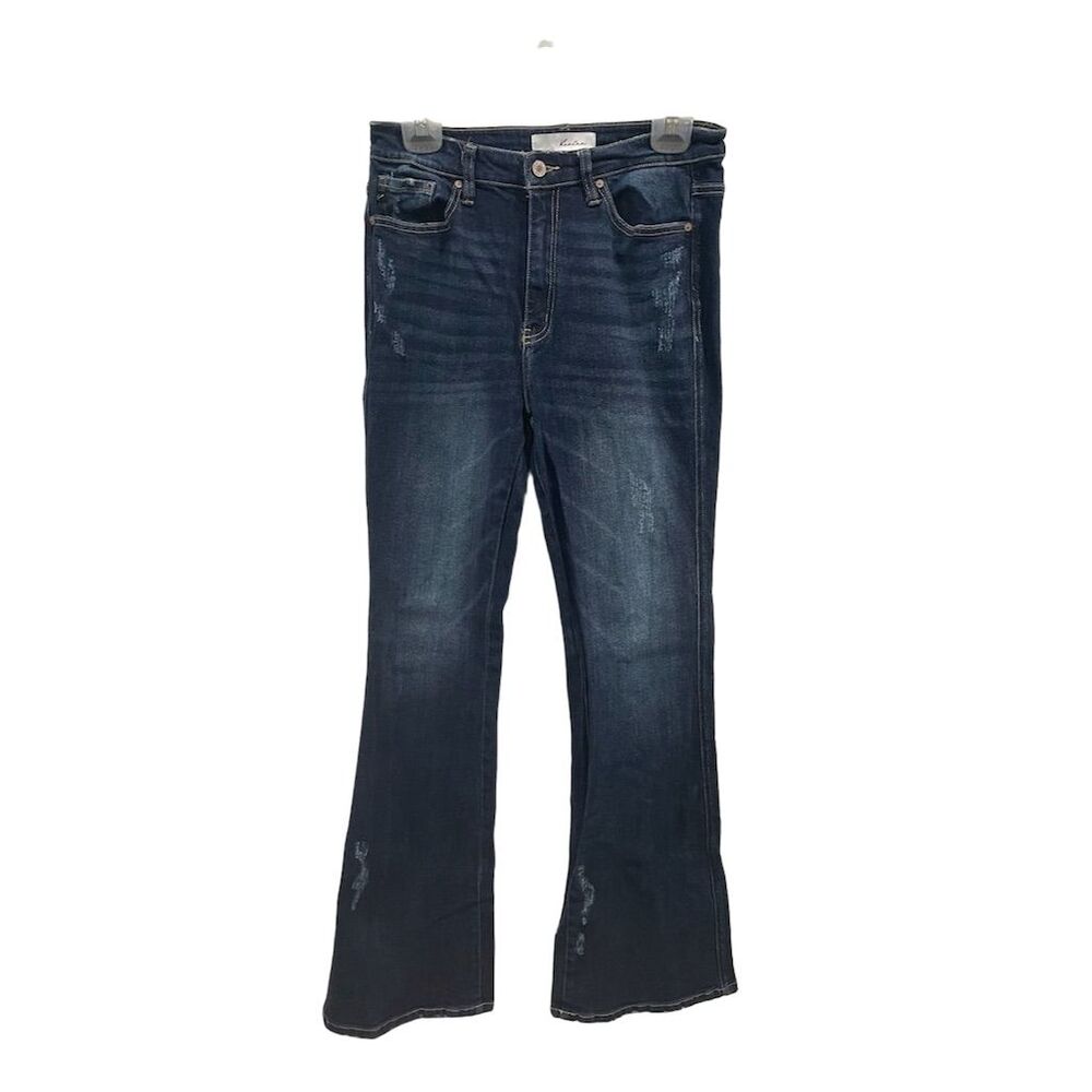 KanCan Luke High Rise Flare Jeans Women's Size 9 Blue Distressed